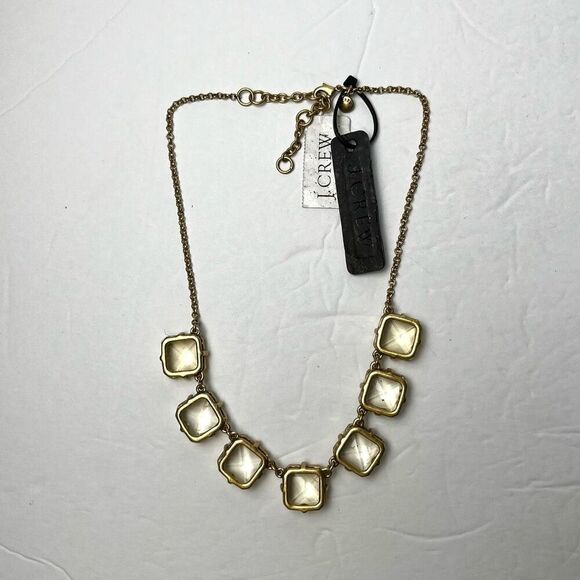 J. Crew Chunky Light Yellow Square Crystal Statement Nevklace - Picture 5 of 6